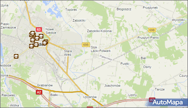 mapa Stok Lacki, Stok Lacki na mapie Targeo