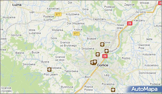 mapa Stróżówka, Stróżówka na mapie Targeo