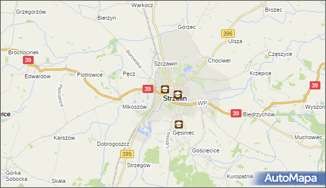mapa Strzelin, Strzelin na mapie Targeo
