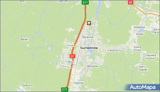 mapa Suchedniów, Suchedniów na mapie Targeo
