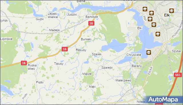 mapa Szarek gmina Ełk, Szarek gmina Ełk na mapie Targeo
