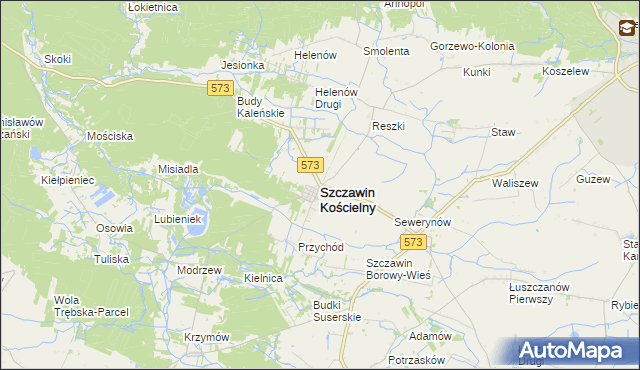 mapa Szczawin Kościelny, Szczawin Kościelny na mapie Targeo