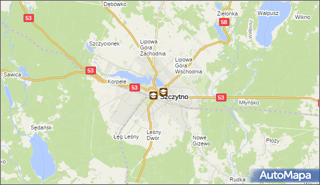 mapa Szczytno, Szczytno na mapie Targeo