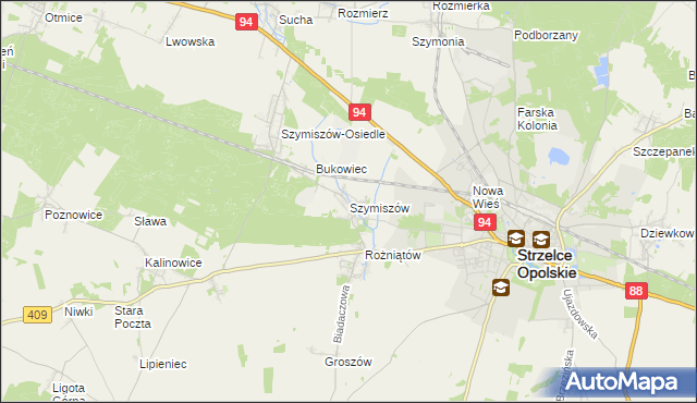 mapa Szymiszów, Szymiszów na mapie Targeo