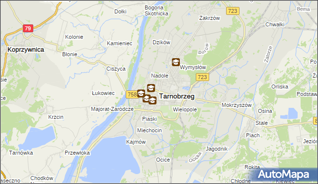 mapa Tarnobrzegu, Tarnobrzeg na mapie Targeo