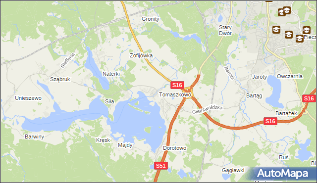 mapa Tomaszkowo, Tomaszkowo na mapie Targeo