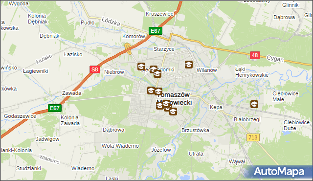 mapa Tomaszów Mazowiecki, Tomaszów Mazowiecki na mapie Targeo