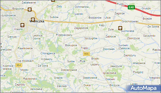 mapa Trąbki gmina Biskupice, Trąbki gmina Biskupice na mapie Targeo