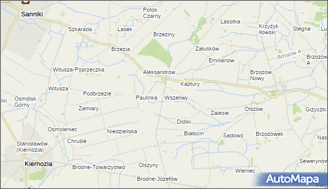 mapa Wszeliwy, Wszeliwy na mapie Targeo