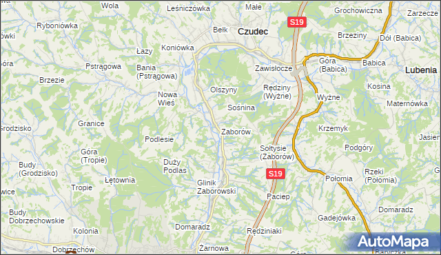 mapa Zaborów gmina Czudec, Zaborów gmina Czudec na mapie Targeo