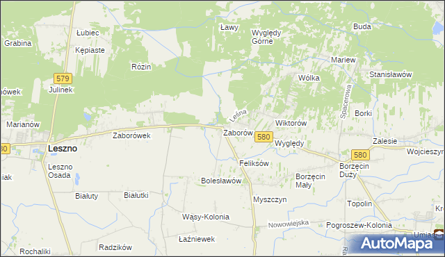 mapa Zaborów gmina Leszno, Zaborów gmina Leszno na mapie Targeo