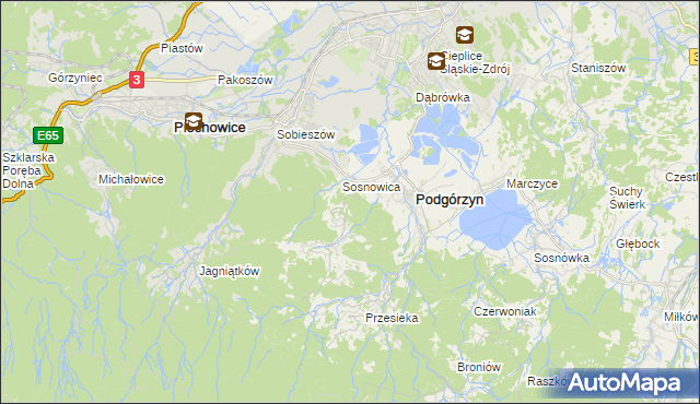 mapa Zachełmie gmina Podgórzyn, Zachełmie gmina Podgórzyn na mapie Targeo