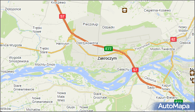 mapa Zakroczym, Zakroczym na mapie Targeo