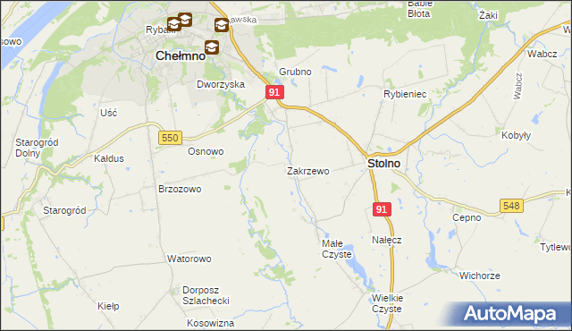 mapa Zakrzewo gmina Stolno, Zakrzewo gmina Stolno na mapie Targeo