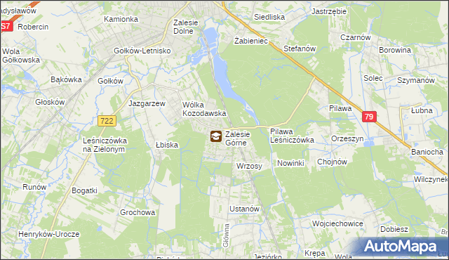 mapa Zalesie Górne, Zalesie Górne na mapie Targeo