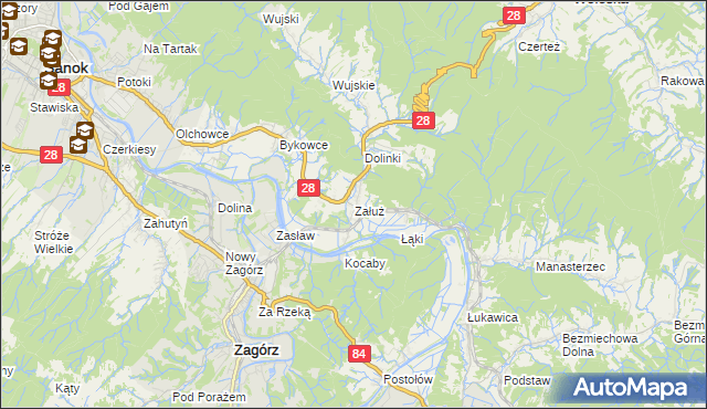 mapa Załuż, Załuż na mapie Targeo