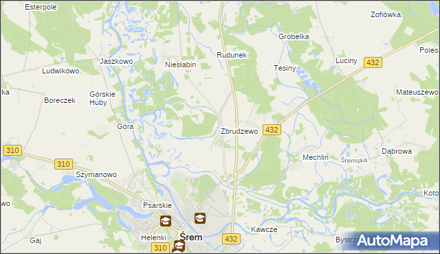 mapa Zbrudzewo, Zbrudzewo na mapie Targeo