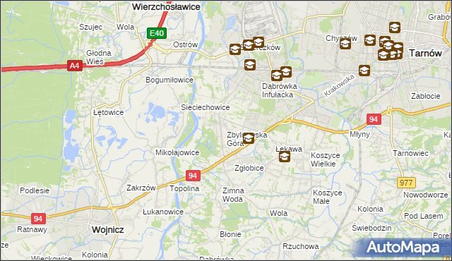 mapa Zbylitowska Góra, Zbylitowska Góra na mapie Targeo