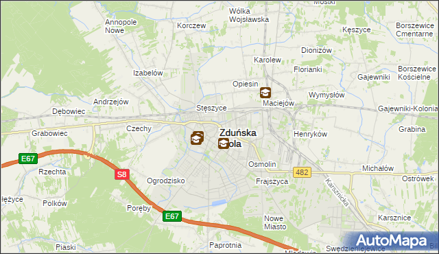 mapa Zduńska Wola, Zduńska Wola na mapie Targeo