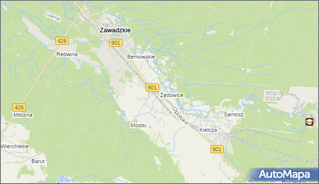 mapa Żędowice, Żędowice na mapie Targeo