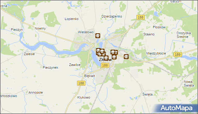 mapa Złotów, Złotów na mapie Targeo