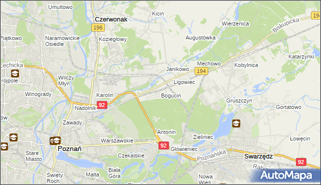 mapa Bogucin gmina Swarzędz, Bogucin gmina Swarzędz na mapie Targeo