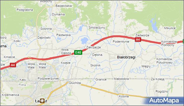 mapa Dębina gmina Białobrzegi, Dębina gmina Białobrzegi na mapie Targeo
