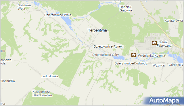 mapa Dzierzkowice-Góry, Dzierzkowice-Góry na mapie Targeo