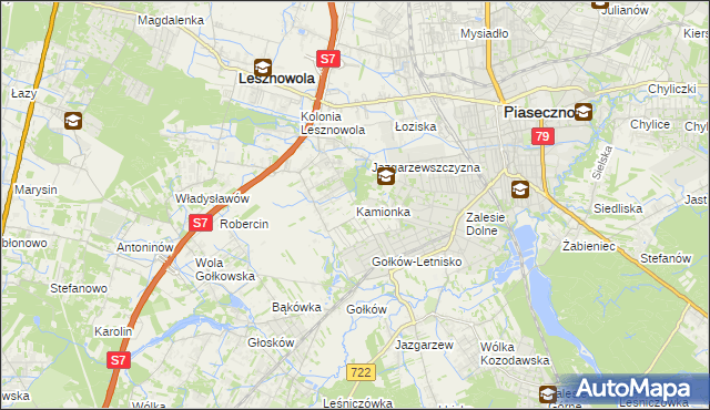 mapa Kamionka gmina Piaseczno, Kamionka gmina Piaseczno na mapie Targeo