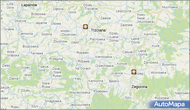 mapa Kierlikówka, Kierlikówka na mapie Targeo