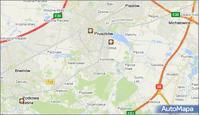 mapa Komorów gmina Michałowice, Komorów gmina Michałowice na mapie Targeo