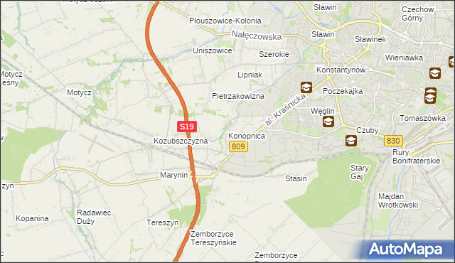 mapa Konopnica powiat lubelski, Konopnica powiat lubelski na mapie Targeo