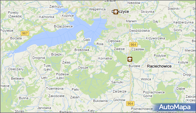 mapa Kornatka gmina Dobczyce, Kornatka gmina Dobczyce na mapie Targeo