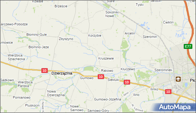 mapa Kruszewie, Kruszewie na mapie Targeo