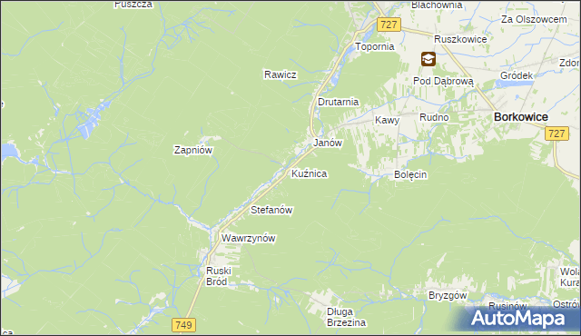 mapa Kuźnica gmina Przysucha, Kuźnica gmina Przysucha na mapie Targeo