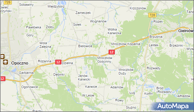 mapa Mroczków Gościnny, Mroczków Gościnny na mapie Targeo