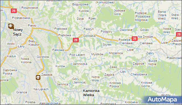 mapa Mystków, Mystków na mapie Targeo