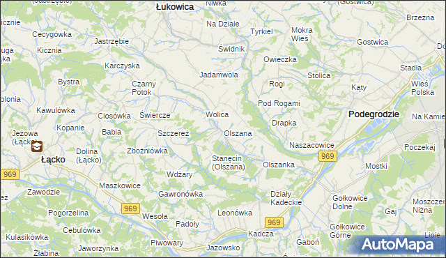 mapa Olszana, Olszana na mapie Targeo