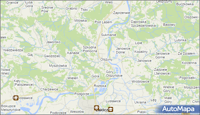 mapa Olszyny gmina Wojnicz, Olszyny gmina Wojnicz na mapie Targeo