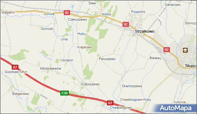 mapa Paruszewo, Paruszewo na mapie Targeo