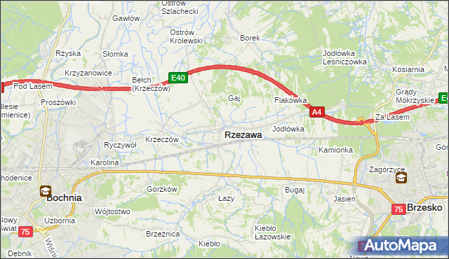 mapa Rzezawa, Rzezawa na mapie Targeo