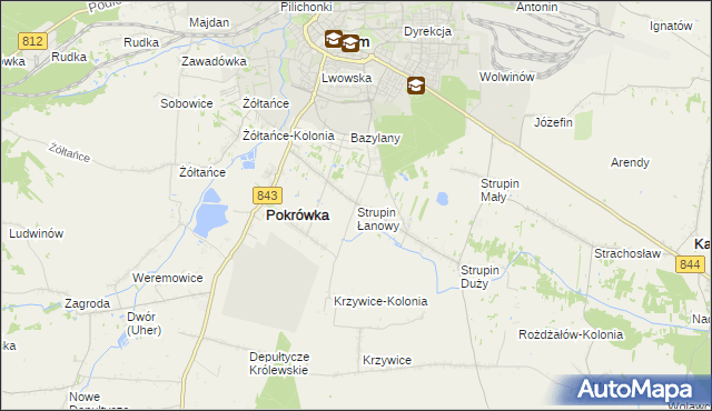 mapa Strupin Łanowy, Strupin Łanowy na mapie Targeo