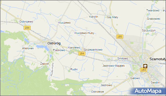 mapa Szczepankowo gmina Ostroróg, Szczepankowo gmina Ostroróg na mapie Targeo