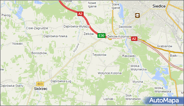 mapa Teodorów gmina Skórzec, Teodorów gmina Skórzec na mapie Targeo