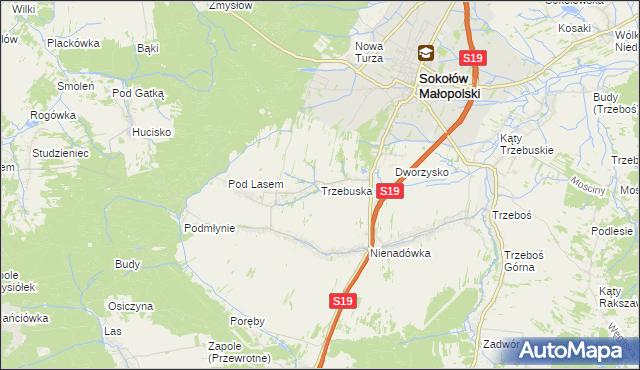 mapa Trzebuska, Trzebuska na mapie Targeo