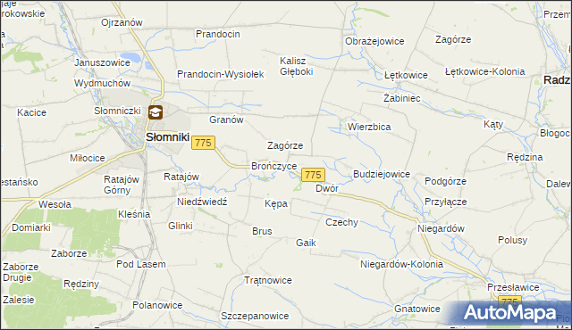 mapa Waganowice, Waganowice na mapie Targeo