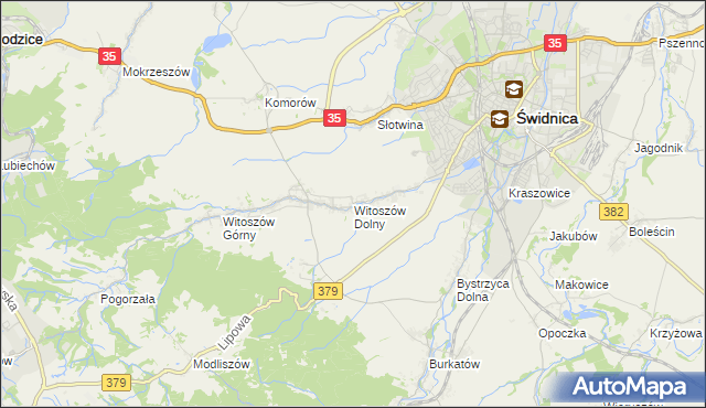 mapa Witoszów Dolny, Witoszów Dolny na mapie Targeo