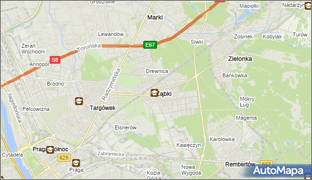 mapa Ząbki powiat wołomiński, Ząbki powiat wołomiński na mapie Targeo
