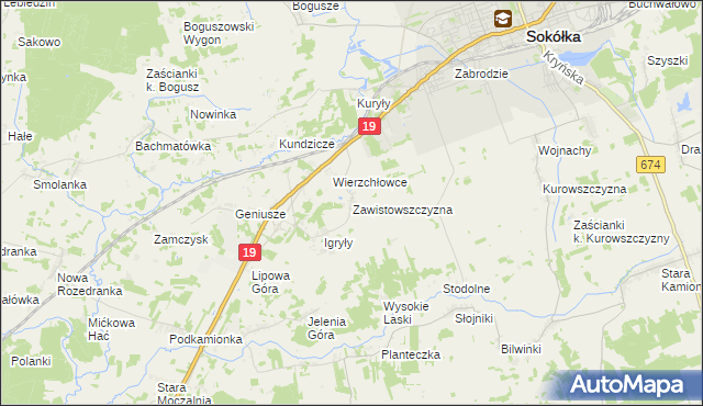 mapa Zawistowszczyzna, Zawistowszczyzna na mapie Targeo