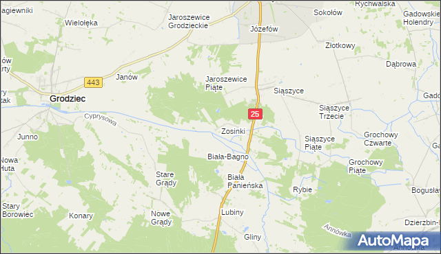 mapa Zosinki, Zosinki na mapie Targeo